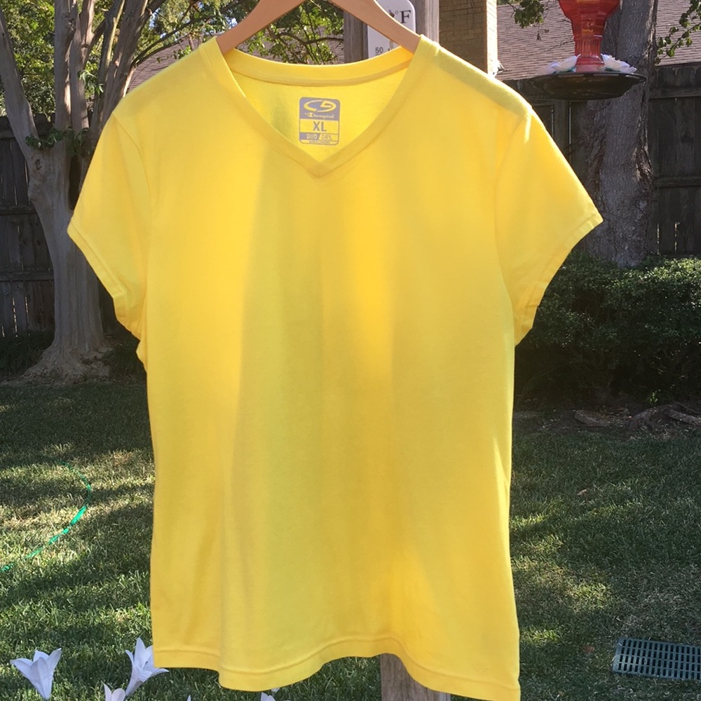 Champion canary yellow Vneck Tshirt